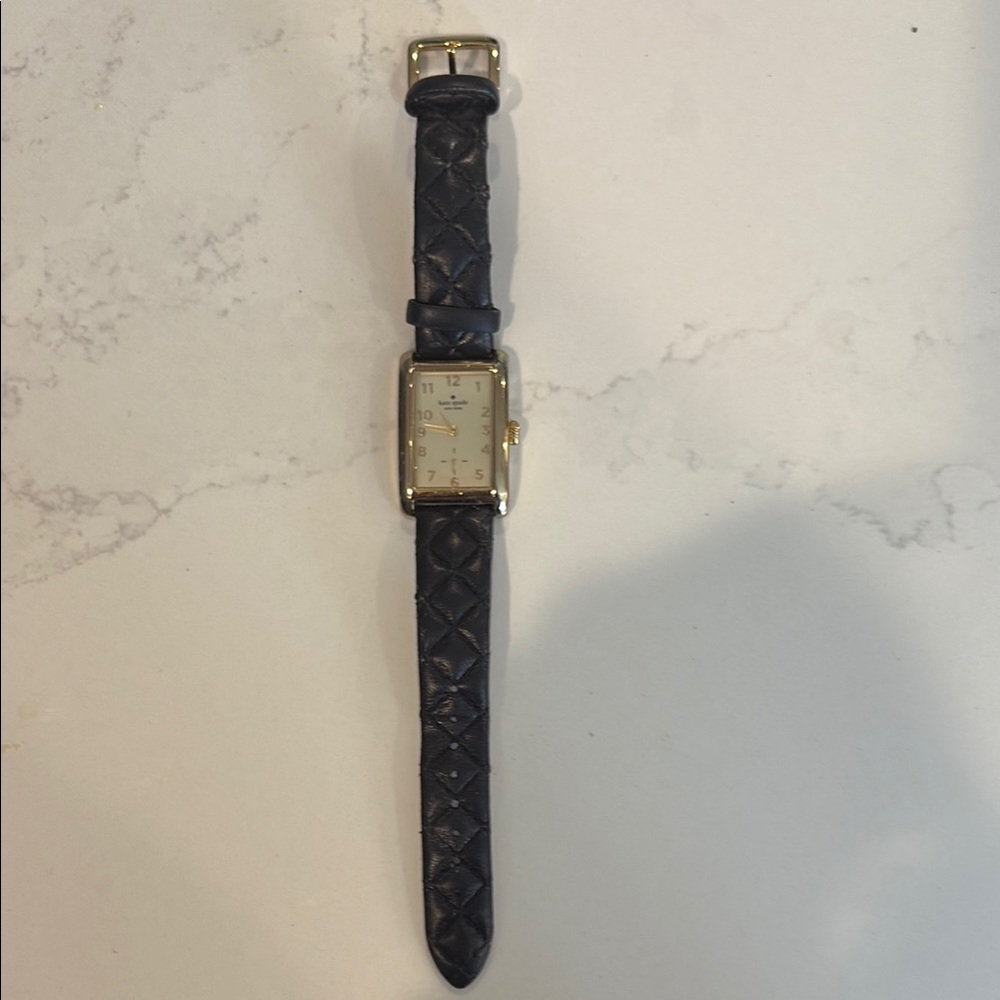 Elegant Black Quilted Strap Watch